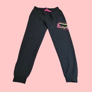 Puma Girls Charcoal Gray Joggers with Pink and Green Logo Girl L 14-16 Spring